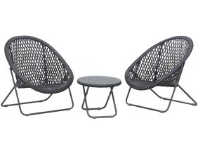 Salon de jardin en polyrésine et métal Kent (Lot de 3) (Noir)