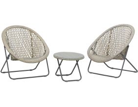 Salon de jardin en polyrésine et métal Kent (Lot de 3) (Gris)
