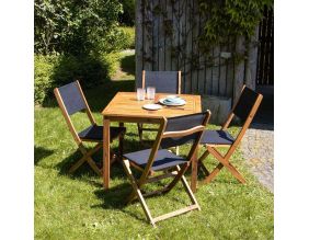 Salon de jardin avec table carrée en acacia Bilbao (Noir)