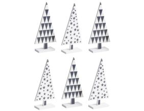 Sapin en bois laqué à motifs (Lot de 6)
