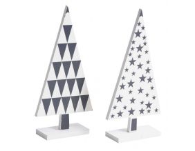Sapin en bois laqué à motifs (Lot de 2)