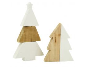 Sapins en céramique blanche et bois