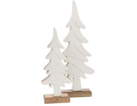 Sapins décoratifs en bois de manguier blanc (Lot de 2)