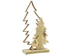 Sapins en métal et bois, guirlande led