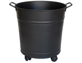 Seau à bûches ou granulés avec roulettes en acier galvanisé