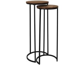 Sellette gigogne effet acacia et métal (Lot de 2)