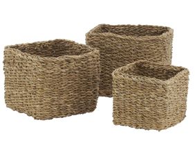 Série de 3 cache-pots en jonc naturel (Lot de 3)