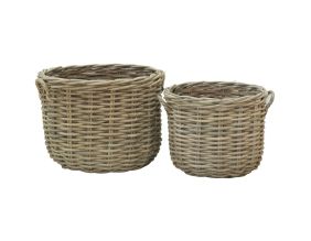 Cache-pots en poelet fendu sable (lot de 2)