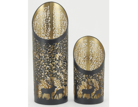 Photophores biseautés en métal Cerf (lot de 2)