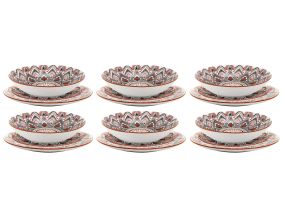 Service 18 pièces en porcelaine Mandala (Orange)