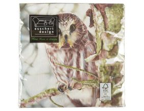 Serviette en papier de soie avec motifs (Lot de 20) (Cerf et chouette)
