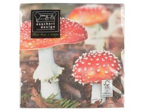 Serviette en papier de soie avec motifs (Lot de 20) (Champignons et feuilles)