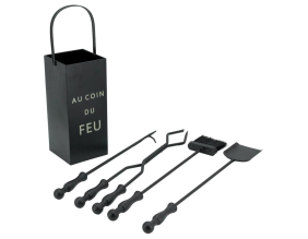 Serviteur de cheminée moderne 4 accessoires (Au coin du feu)