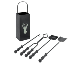 Serviteur de cheminée moderne 4 accessoires (Cerf)