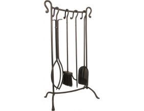 Serviteur de cheminée fer forgé moderne 4 accessoires