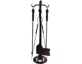 Set 4 accessoires de cheminée en fonte