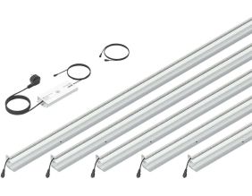 Set 5 barettes lumineuses transformateur et prolongateur pour clôture composite 1.73 m (Argent)