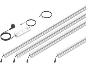 Set 5 barettes lumineuses transformateur et prolongateur pour clôture en métal et gabions 2.46 m (Argent)