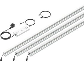 Set 3 barettes lumineuses transformateur et prolongateur pour clôture en métal et gabions 1.96 m (Argent)