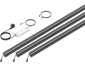 Set 3 barettes lumineuses transformateur et prolongateur pour clôture en métal et gabions 2.46 m (Anthracite)