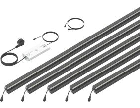 Set 5 barettes lumineuses transformateur et prolongateur pour clôture en métal et gabions 1.96 m (Anthracite)