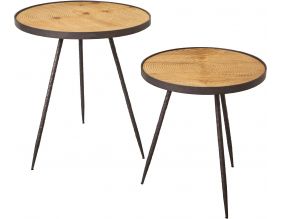 Set 2 bouts de canapé en fer et bois Sun