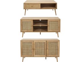 Set buffet 3 portes + meuble TV en bois 2 portes et table basse 1 tiroir Bali