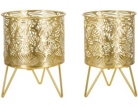 Set de 2 cache-pots en métal doré Naty