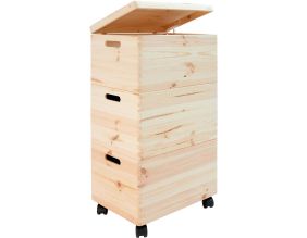 Set de 3 caisses empilable sur roulettes en pin brut