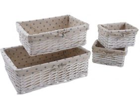 Corbeilles blanches rangement malin (Lot de 4)