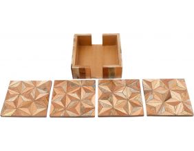 Set de 4 dessous de verre en bois avec support Aztek