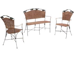 Set 2 fauteuils + 1 banc vigne