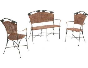 Set 2 fauteuils + 1 banc vigne