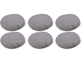Set de 6 galettes de chaise en polyester imitation fourrure 34 cm (Gris)