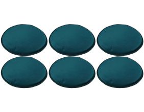 Set de 6 galettes de chaises en velours 34 cm (Bleu canard)
