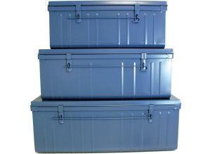 Set de 3 malles en acier Habitat 80 - 90 et 100 cm (Bleu)