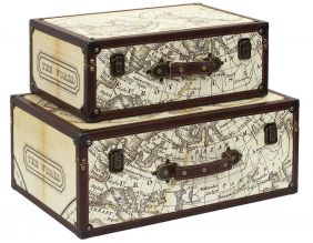 Set de 2 malles en bois Mappemonde
