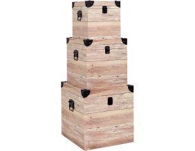 Set de 3 malles impression lames de bois