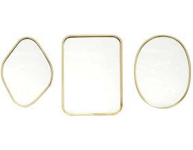 Set de 3 miroirs décoratifs en métal doré