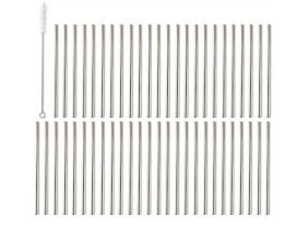 Set 50 pailles droites en inox avec goupillon (15 cm)