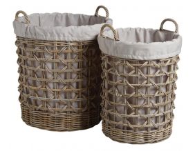 Panier à linge en poelet gris (Lot de 2)