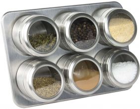 Set 6 pots à épices aimantés avec support