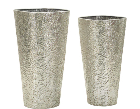 Set de 2 pots de fleur en métal argenté Argelux