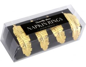 Set de 4 ronds de serviette Feuille dorée