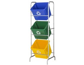 Set support en métal et caisses de recyclage Nesta (3 caisses de 45 litres)