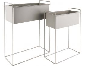 Set de 2 supports à plantes rectangulaires en métal Essence (Gris)