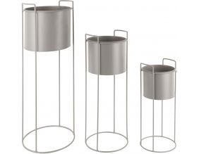 Set de 3 supports à plantes ronds en métal Essence (Gris)