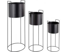 Set de 3 supports à plantes ronds en métal Essence (Noir)