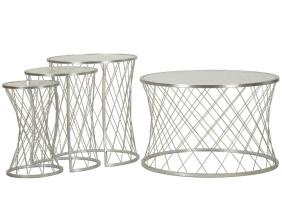 Set table basse et 3 tables d'appoints en métal Noah (Argent)