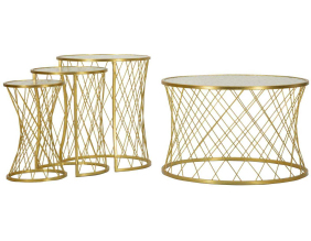 Set table basse et 3 tables d'appoints en métal Noah (Doré)